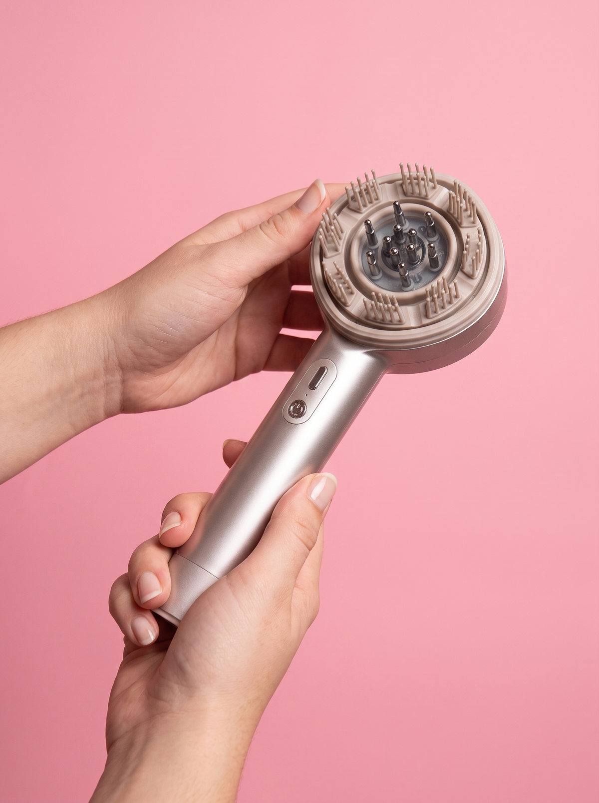 Peigne LED cuir chevelu avec applicateur d'huile capillaire intégré