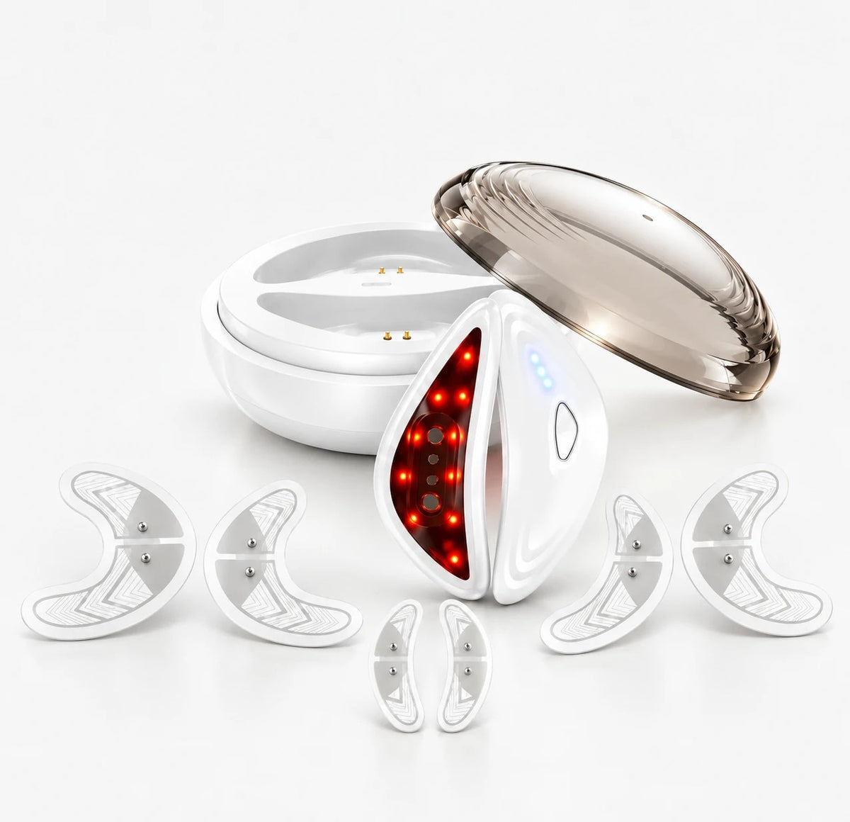 Masseur yeux anti-cernes Namu Beauty LED rouge et EMS avec étui de recharge et patchs