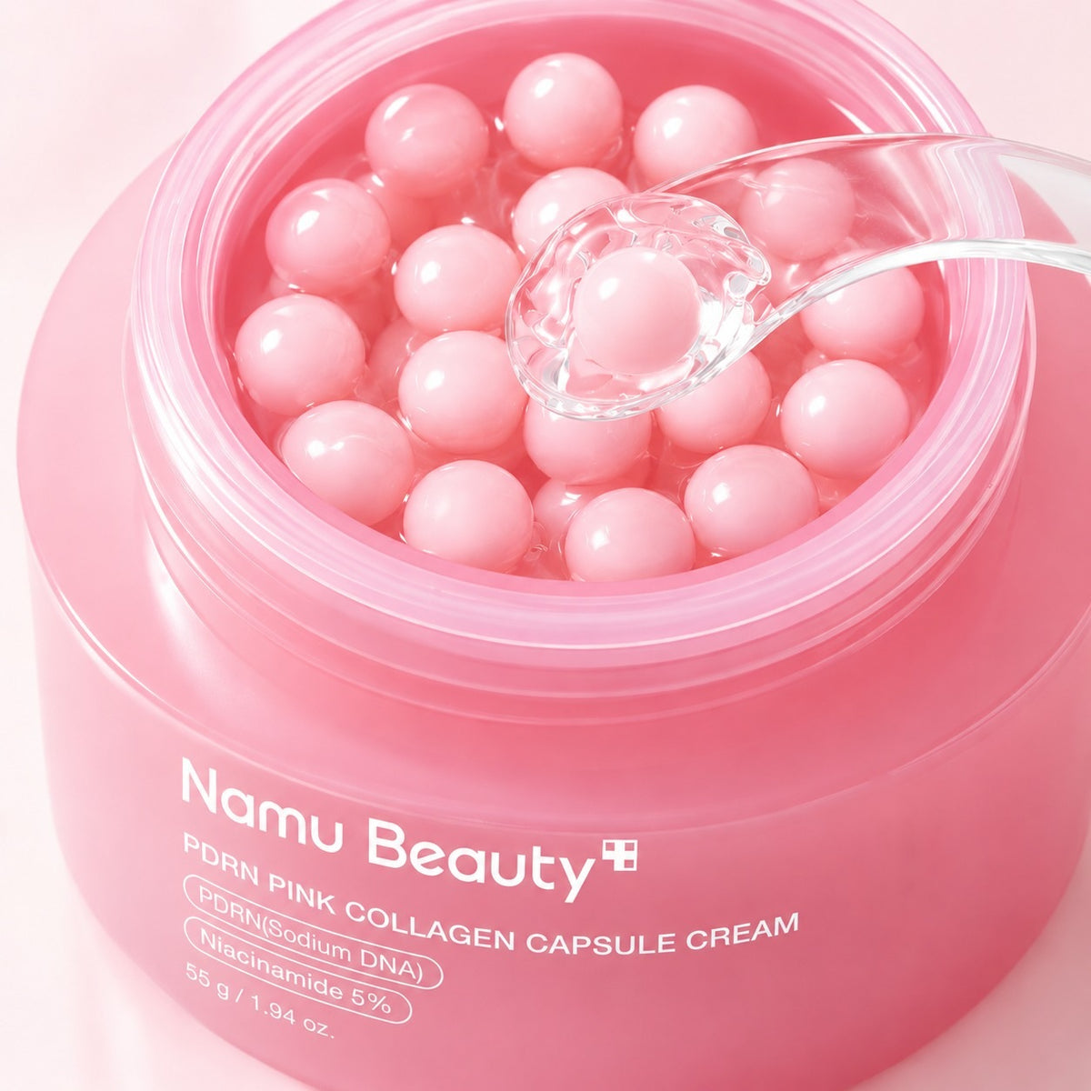 Capsules roses de la crème collagène PDRN Namu Beauty