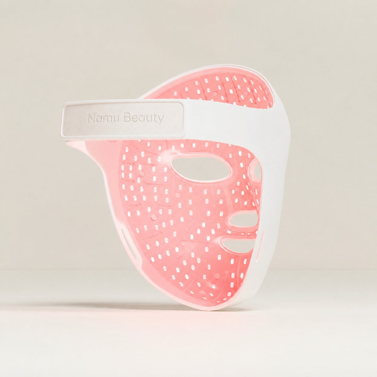 Masque LED Namu Beauty de profil, LED allumées